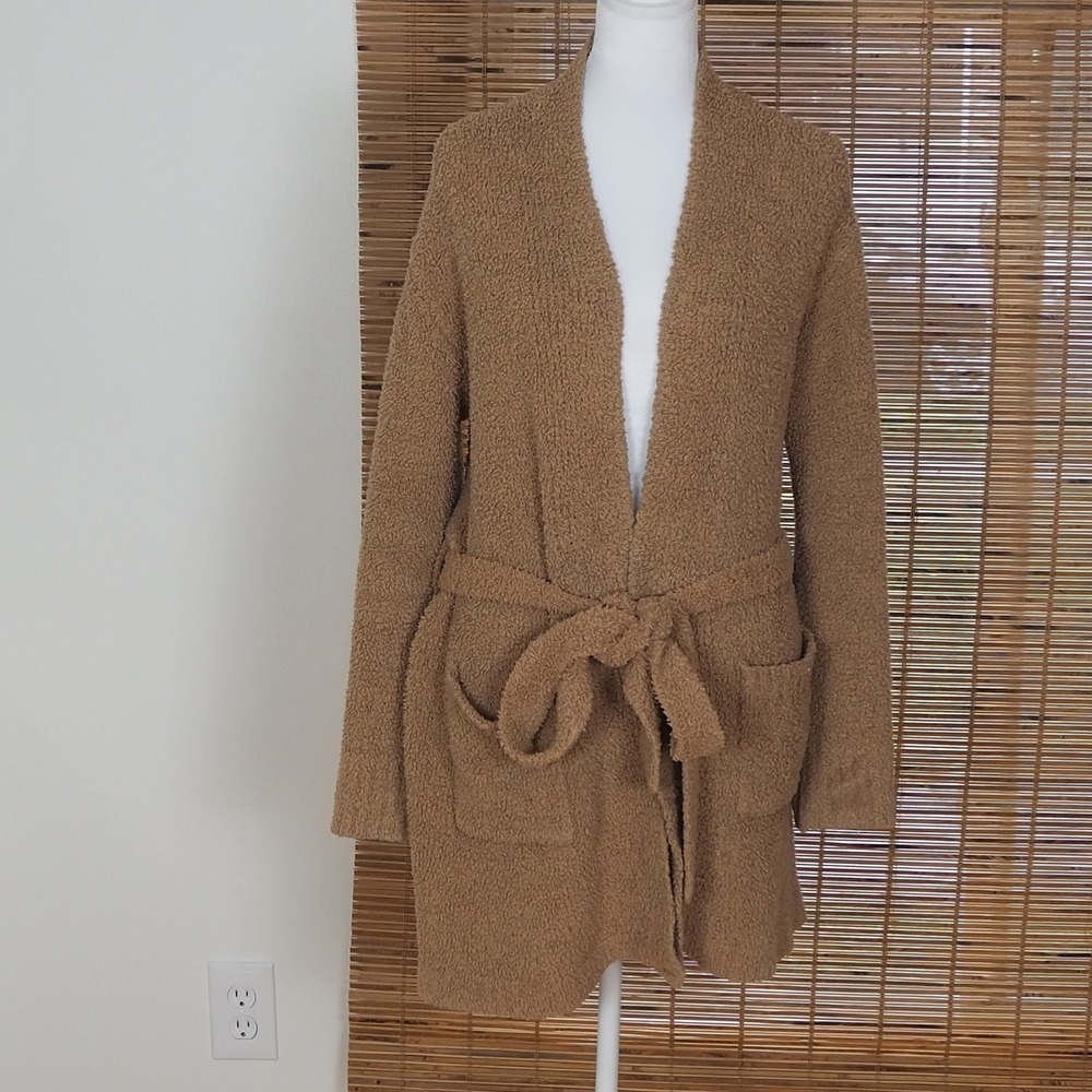Skims Cozy Knit Boucle Robe Short Camel Brown‎ Size S/M Women's Lounge Sherpa